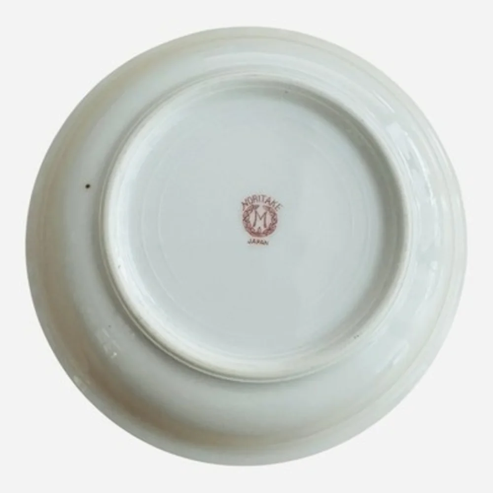 Noritake M Japan 1930s Floral Green Gold Rim Fruit Nappy Bowl 5.25